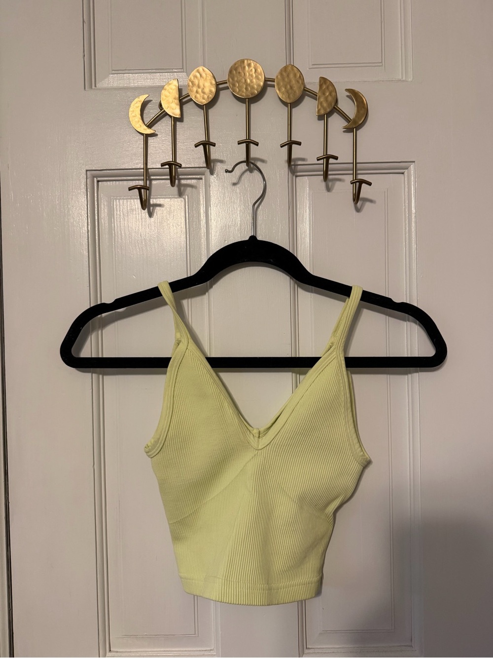 Free People Ribbed V-Neck Cropped Camisole in Light Yellow